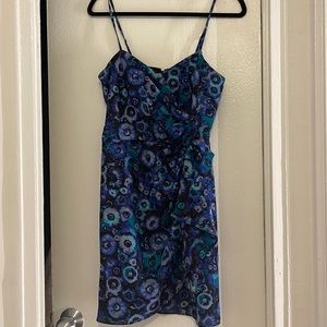 Blue flower pattern cocktail dress